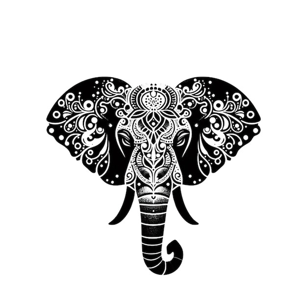 Elephants head Silhouette with white background