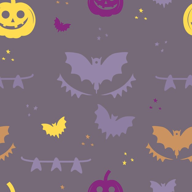 Vector elevate your halloween vibe with pumpkin and bat pattern design perfect for spooky festive project