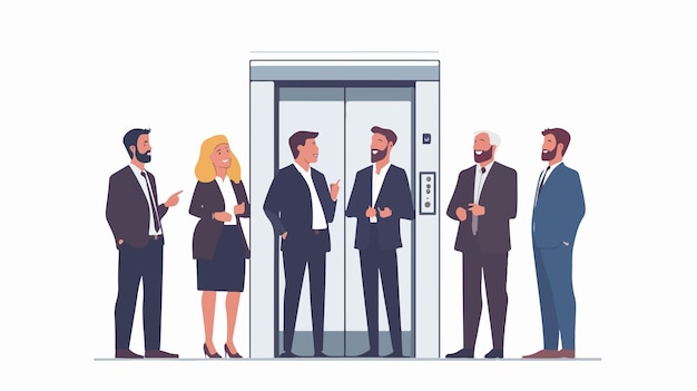 Elevator Concept with People Standing Men and Women