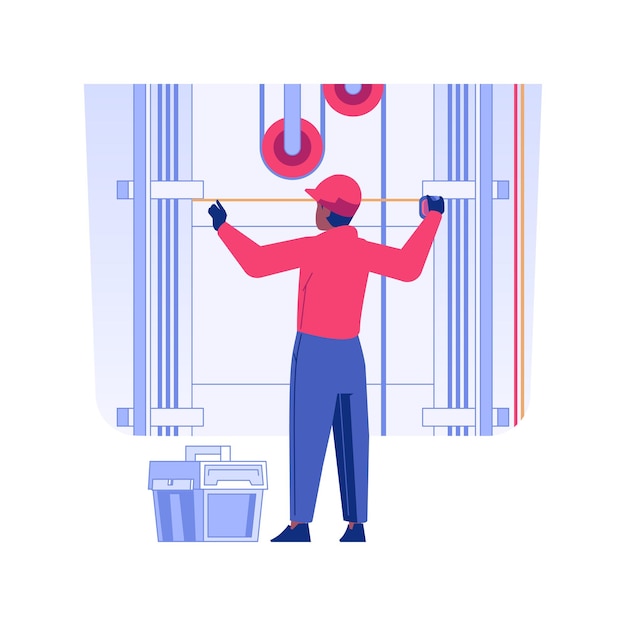 Elevator installation isolated concept vector illustration