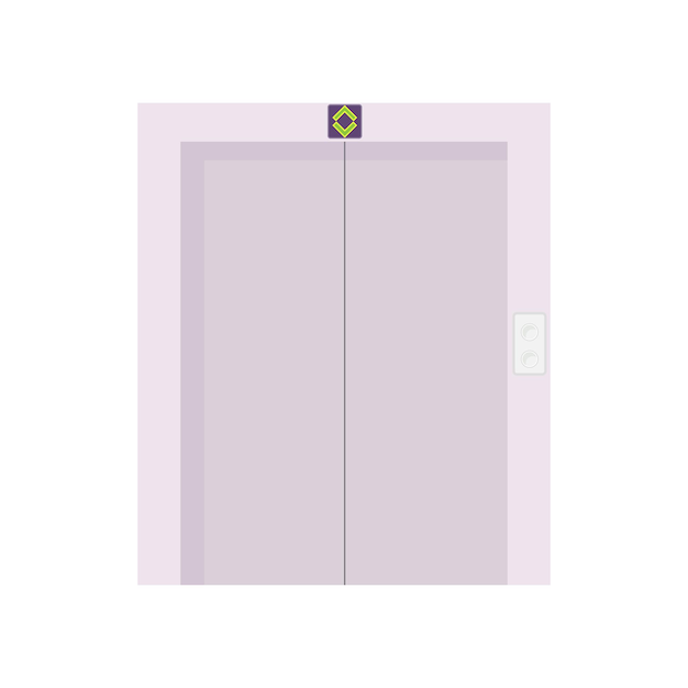 Elevator with closed door icon in cartoon style on a white background