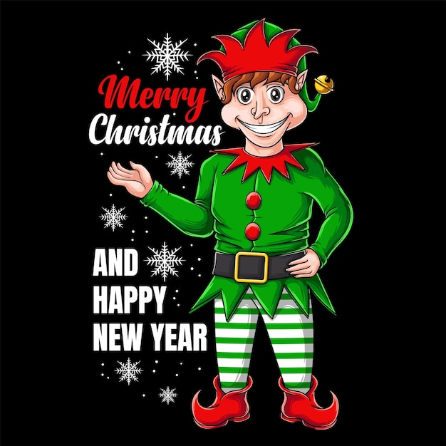 Elf santa character vector illustration