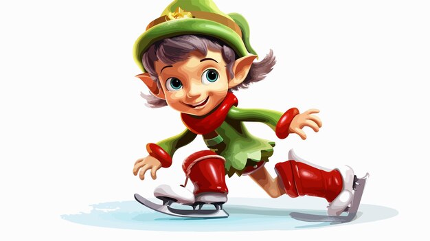 Vector elf santa helper skate illustration