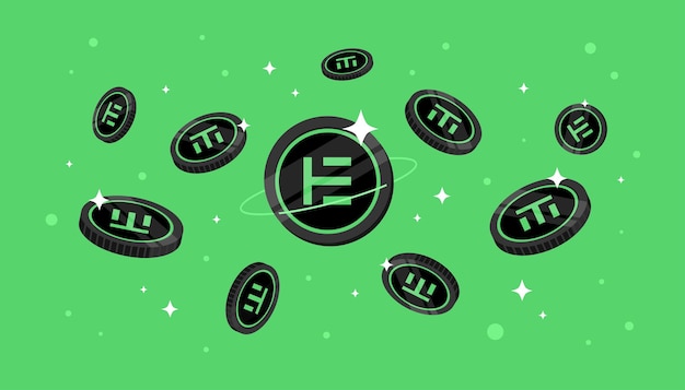 Elitium EUM coins falling from the sky EUM cryptocurrency concept banner background