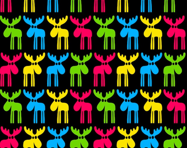 Elks of different colors Seamless background