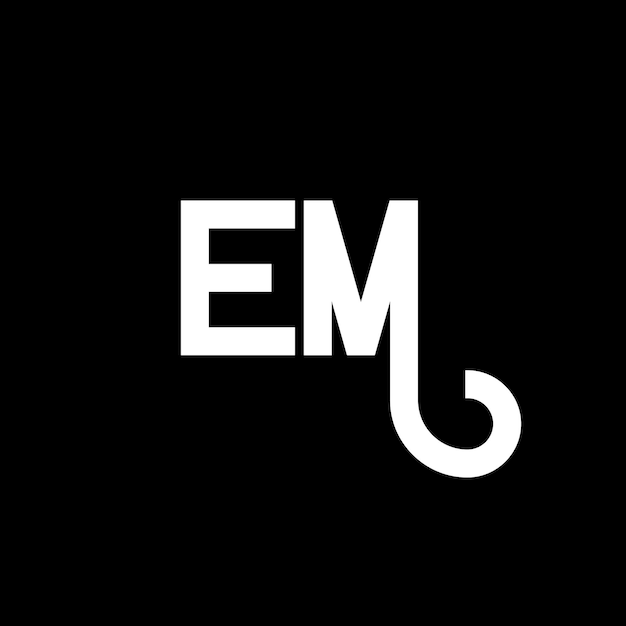 Vector em letter logo design on black background em creative initials letter logo concept em letter design em white letter design on black background e m e m logo