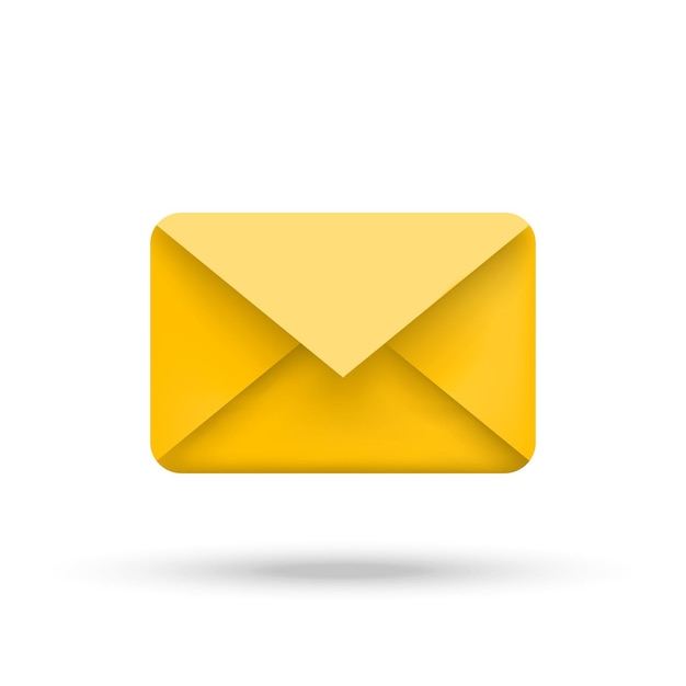 Email envelope icon in 3d cartoon minimal style Vector illustration