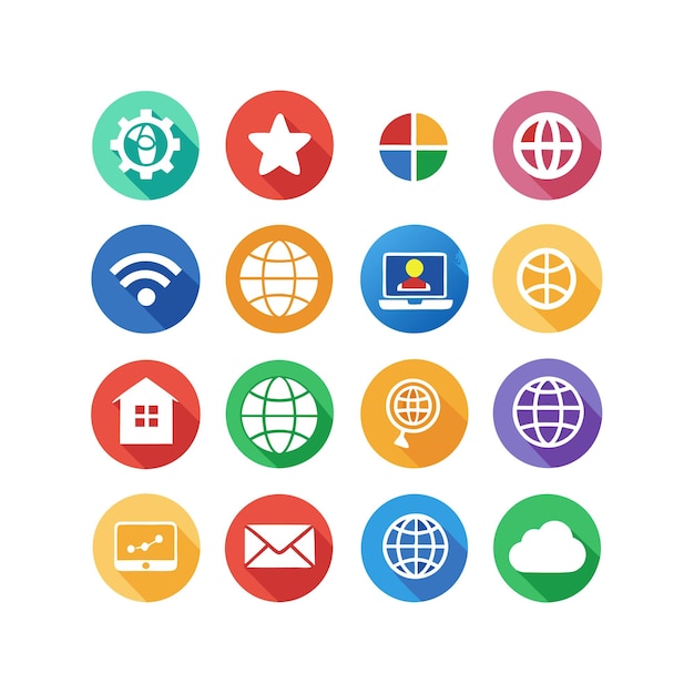 Email and global web icon set vector