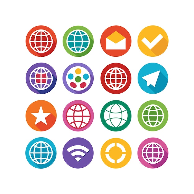 Email and global web icon set vector