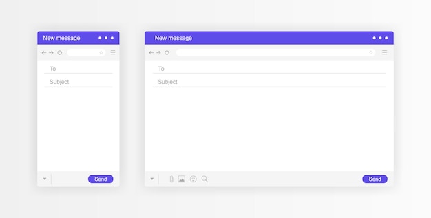 Email interface Mail window mobile and web template internet message isolated frame blank email Modern flat style vector illustration