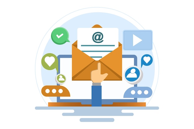 Vector email marketing strategy concept or email campaign or sending emails to potential customers