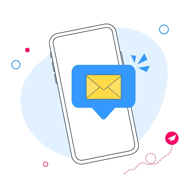 Email notification concept New email on the smartphone screen Mail envelope icons inbox concept Vector illustration in flat style