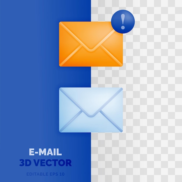 EMAIL NOTIFICATION vector illustration in 3d glossy and plastic style For technology communications and business purposes