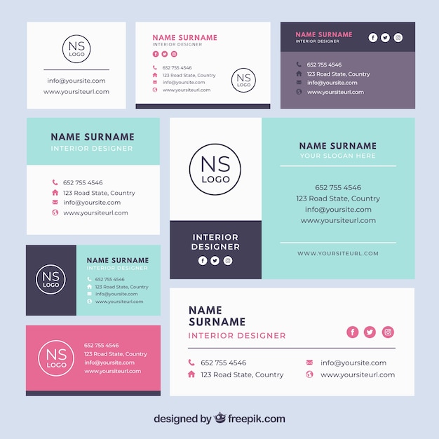 Email signature collection in flat style