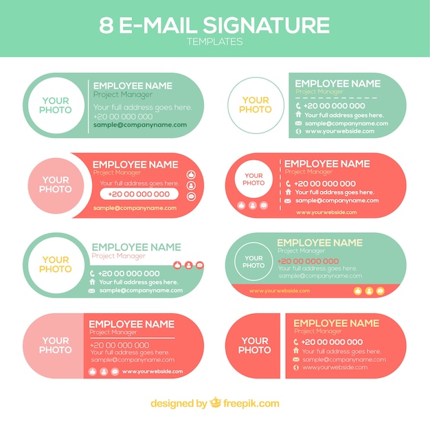 Email signature collection in flat style