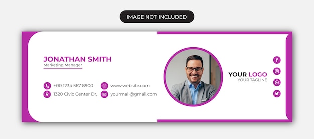 Email signature design and email footer personal social media cover template