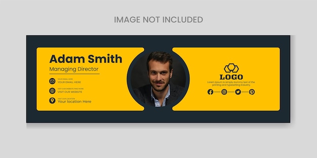 Email signature design template Yellow and Dark background color Personal email signature template