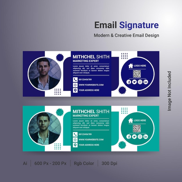 Email signature or email footer and personal social media design