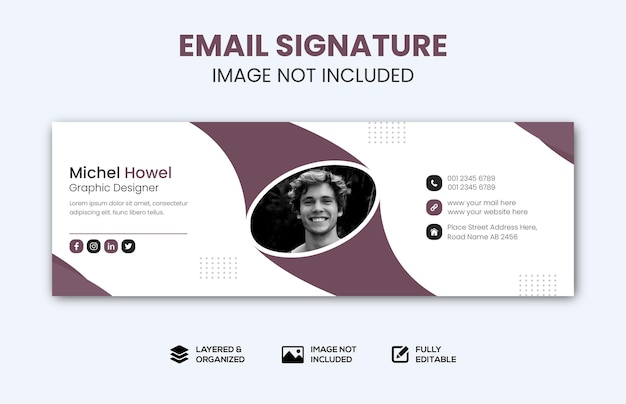 Email signature or email footer and personal social media template design