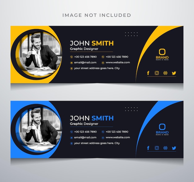 Email signature or email footer template and social media cover design