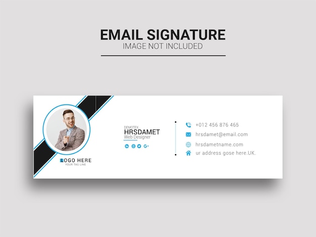 Email signature and personal social media email footer templates cover design premium vector