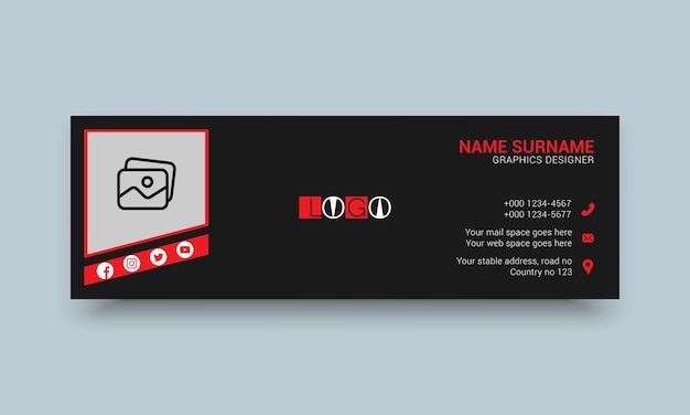 Vector email signature personal and social web banner template