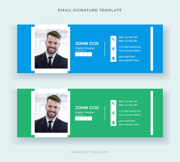 Email signature set and web banner template or personal social cover banner