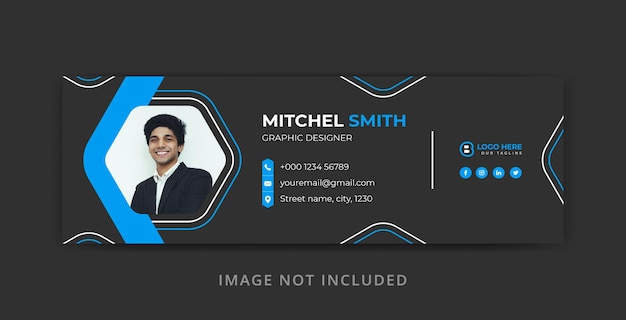 Email Signature template design or email footer and Facebook cover banner template premium vector