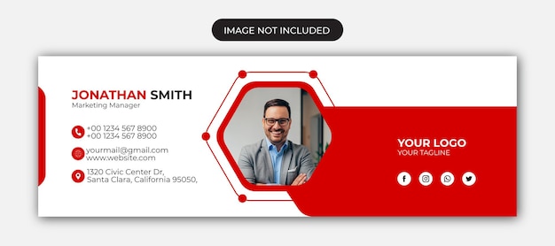 Email signature template or email footer and personal social media cover design