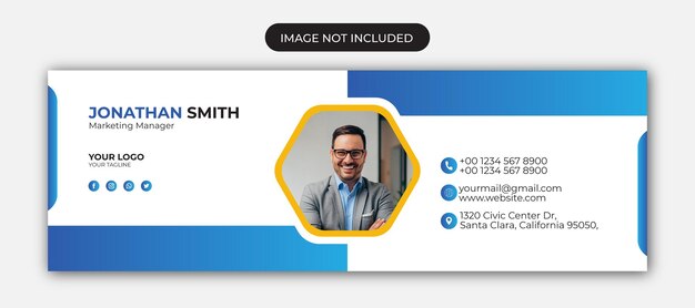 Email signature template or email footer and personal social media cover design