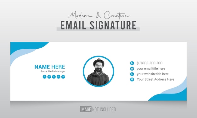 Email signature template or email footer and personal social media cover design