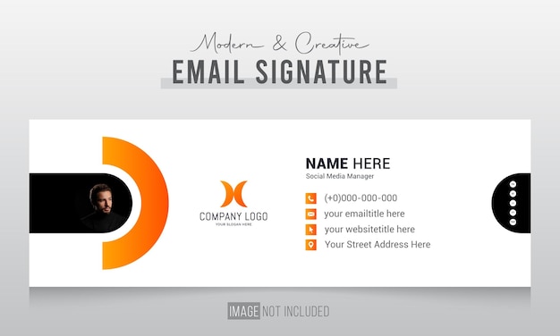 Email signature template or email footer and personal social media cover design