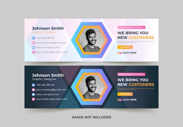 Email signature template or email footer and personal social media cover design