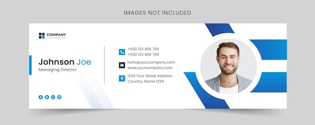 Email signature template or email footer and personal social media cover