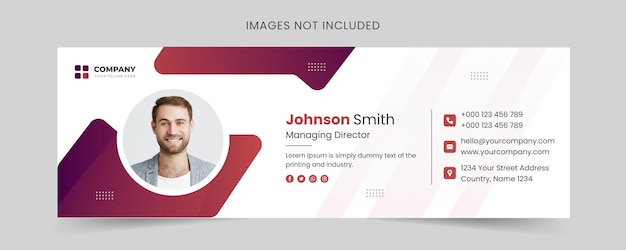 Email signature template or email footer and personal social media cover