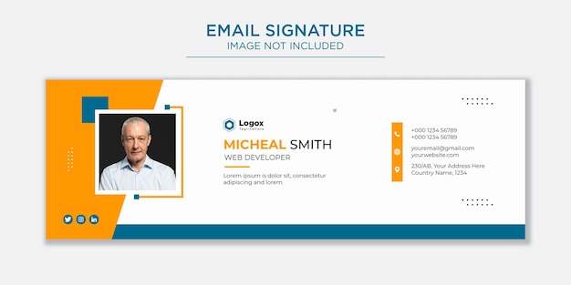 Email signature template or email footer and social cover Premium vector