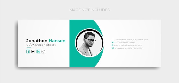 Email signature template and personal social media email footer cover design