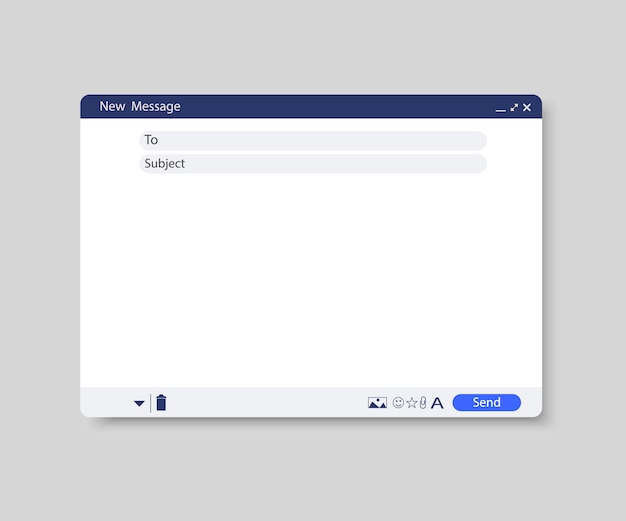 Email window. E-mail blank template. Interface for mail message.