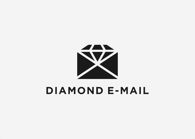 email with diamond logo design vector silhouette illustration