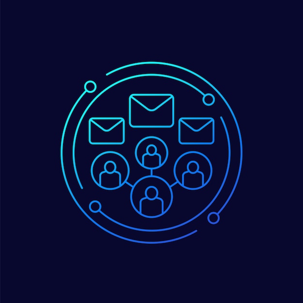 Emails and people line vector icon