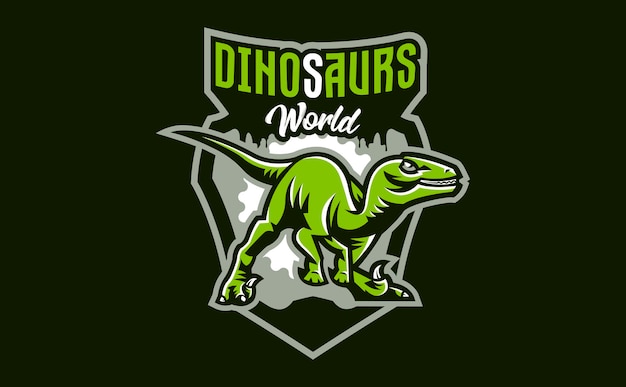 The emblem of an aggressive dinosaur sharp teeth Sports logo dino Extinct predatory Jurassic period Vector illustration