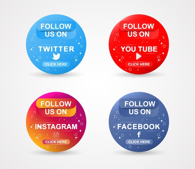 Emblem banners of follow us on social media