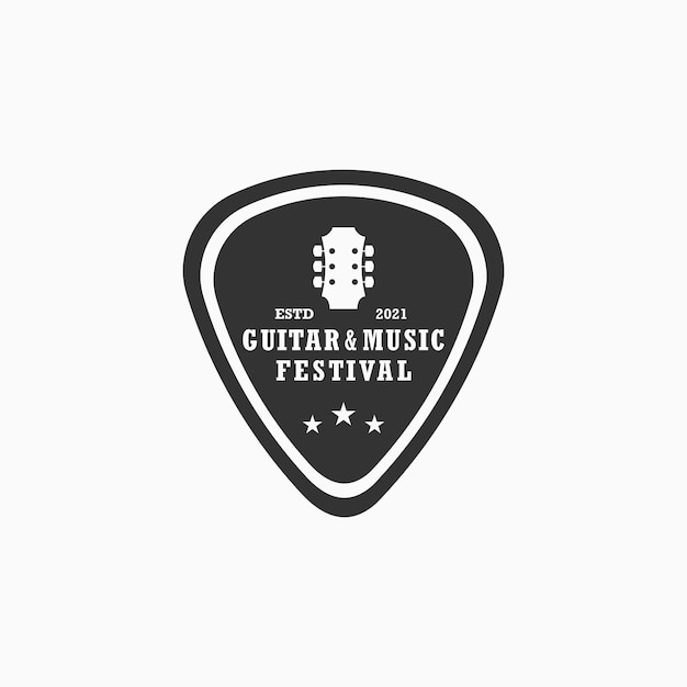 emblem guitar pick with guitar for western music festival