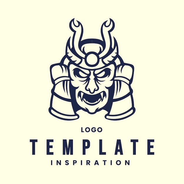 Emblem, Logo template with Devil Samurai head. design element for Esport