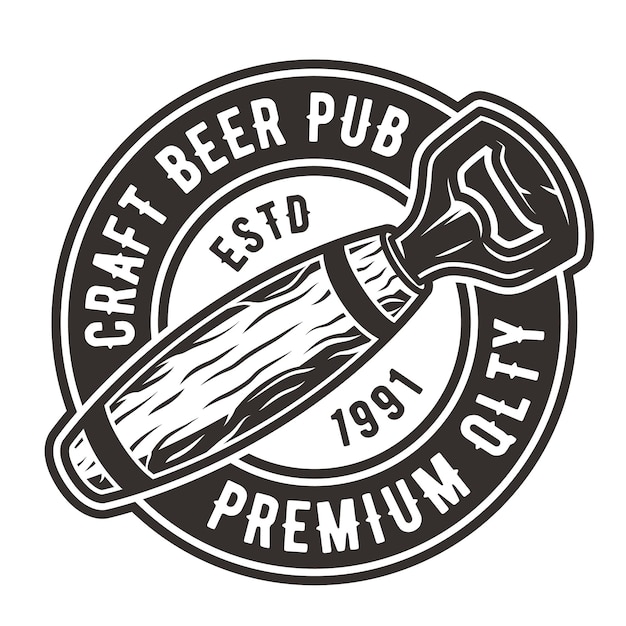 Emblem logo with opener for bar pub and brewery