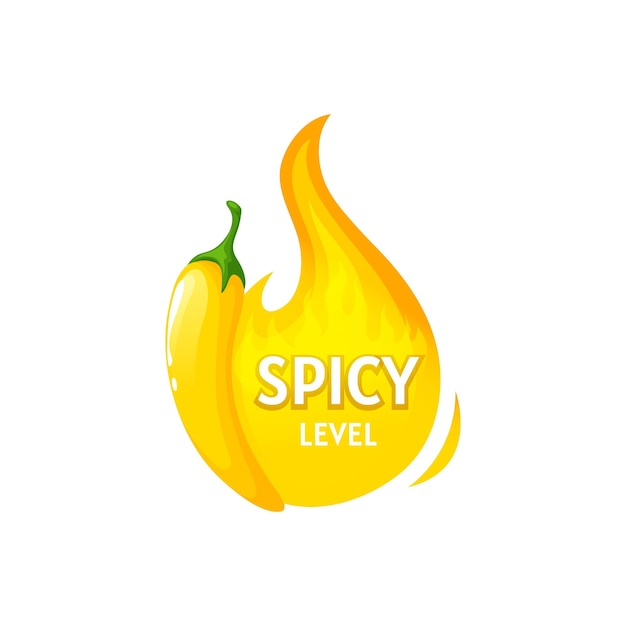 Emblem of minimum spicy yellow label chili pepper