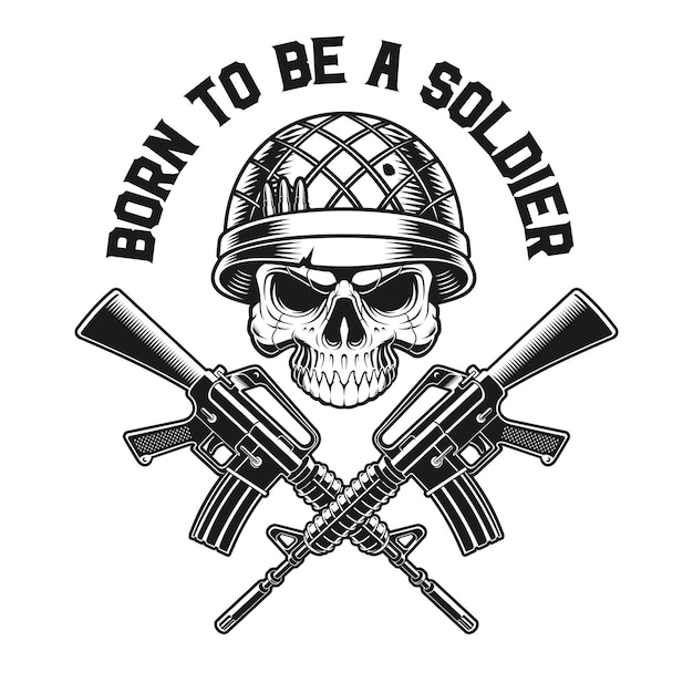 emblem of a skull soldier with M16 rifles