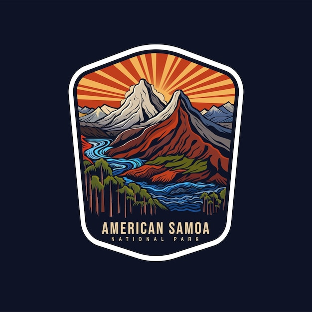 Emblem sticker patch logo illustration of American Samoa National Park on dark background