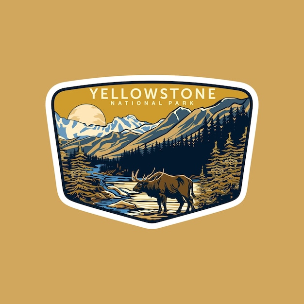 Emblem sticker patch logo illustration of Yellowstone National Park