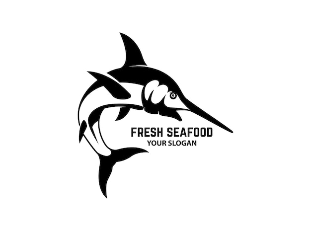 Emblem template with swordfish illustration